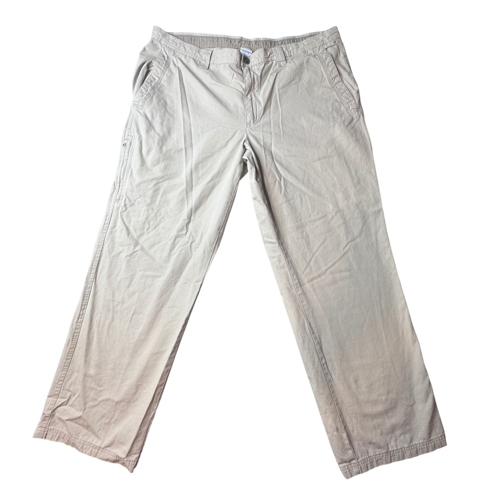 Columbia Pants Mens 42x32 Tan AM8564 Cotton Canvas Straight Leg Outdoor‎ Casual